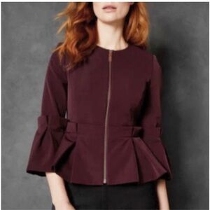 Womens Ted Baker Maggi Peplum Crop Sleeve Jacket, size 1, NWT